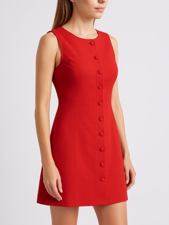 Charles Henry Red Button-Front Mini Dress – Size S MSRP: $99 - Picture 1 of 12